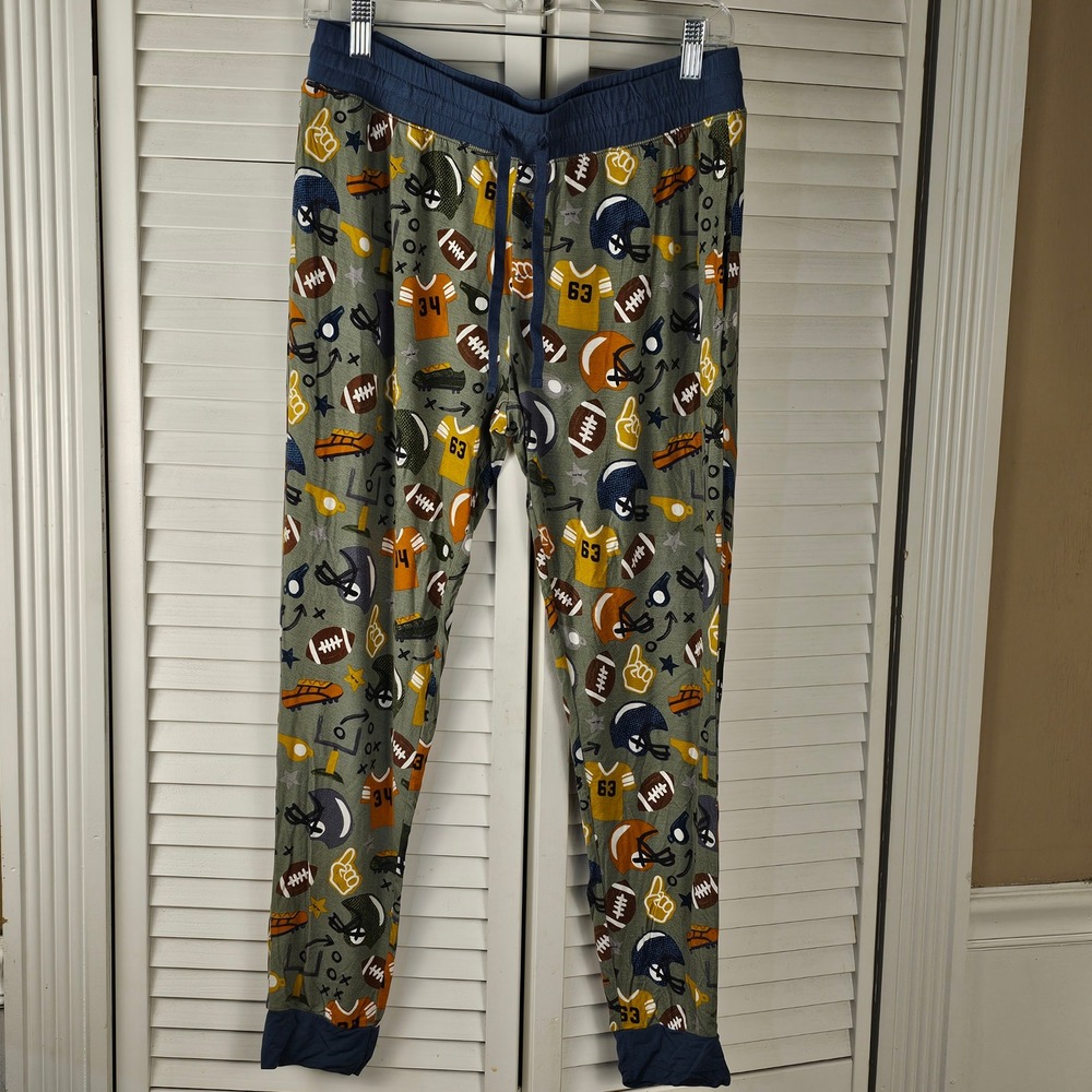 Little Sleepies Mens‎ Bamboo Football Pajama Sleep Pants Medium